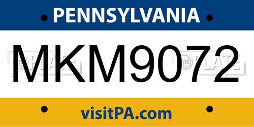 MKM9072 Pennsylvania License Plate