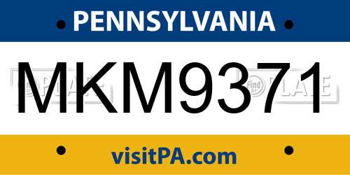 MKM9371 Pennsylvania License Plate