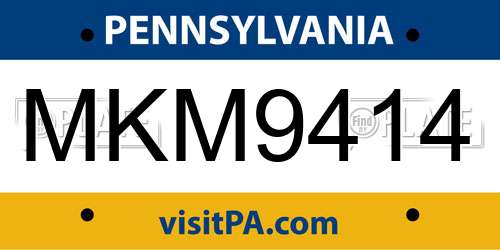 MKM9414 Pennsylvania License Plate