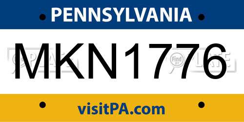 MKN1776 Pennsylvania License Plate