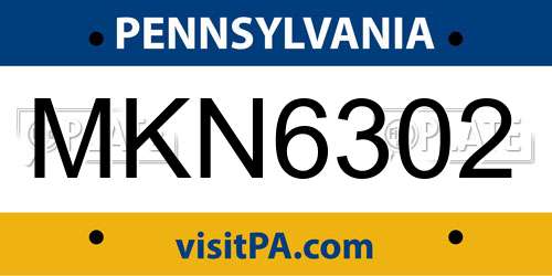 MKN6302 Pennsylvania License Plate
