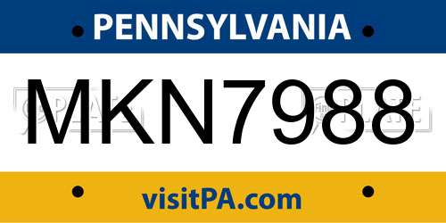 MKN7988 Pennsylvania License Plate