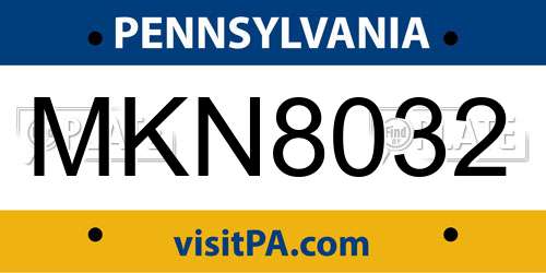 MKN8032 Pennsylvania License Plate