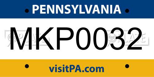 MKP0032 Pennsylvania License Plate