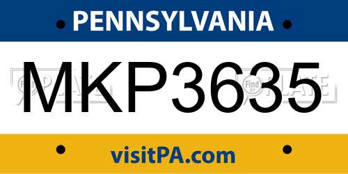 MKP3635 Pennsylvania License Plate