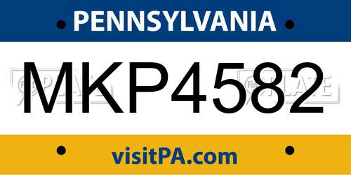 MKP4582 Pennsylvania License Plate
