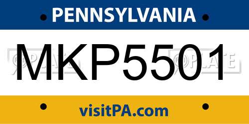 MKP5501 Pennsylvania License Plate