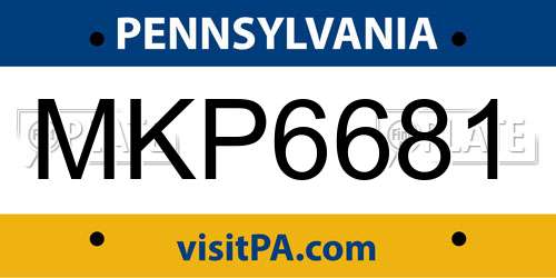 MKP6681 Pennsylvania License Plate