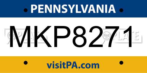 MKP8271 Pennsylvania License Plate