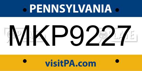 MKP9227 Pennsylvania License Plate