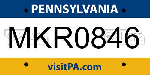MKR0846 Pennsylvania License Plate