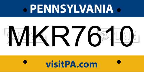 MKR7610 Pennsylvania License Plate