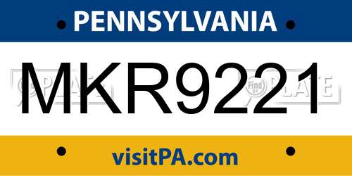 MKR9221 Pennsylvania License Plate