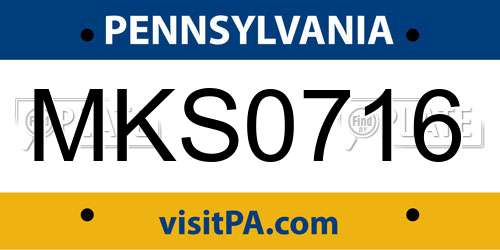 MKS0716 Pennsylvania License Plate
