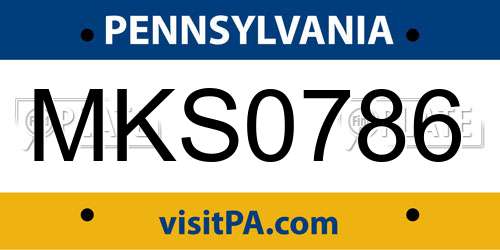 MKS0786 Pennsylvania License Plate
