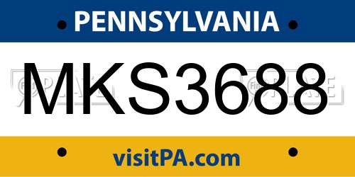 MKS3688 Pennsylvania License Plate