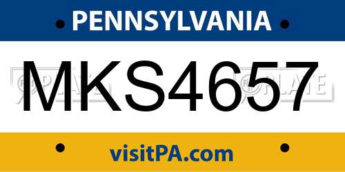MKS4657 Pennsylvania License Plate