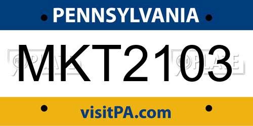 MKT2103 Pennsylvania License Plate