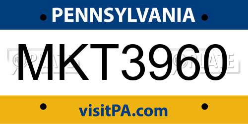MKT3960 Pennsylvania License Plate