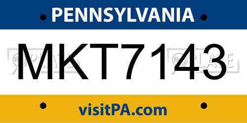 MKT7143 Pennsylvania License Plate
