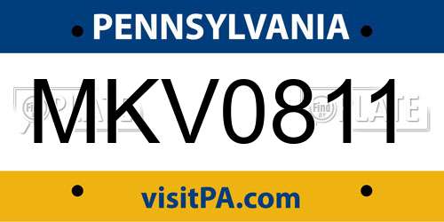 MKV0811 Pennsylvania License Plate
