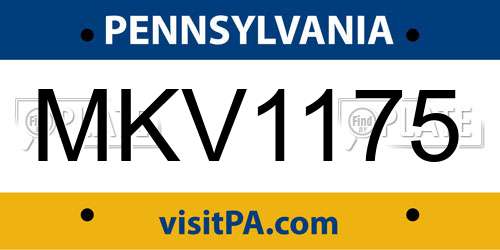 MKV1175 Pennsylvania License Plate