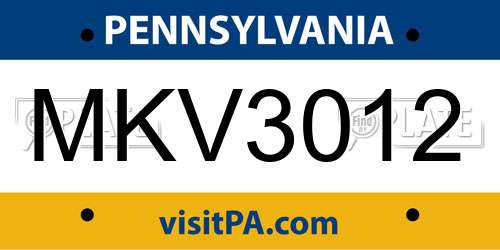 MKV3012 Pennsylvania License Plate