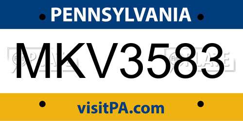 MKV3583 Pennsylvania License Plate