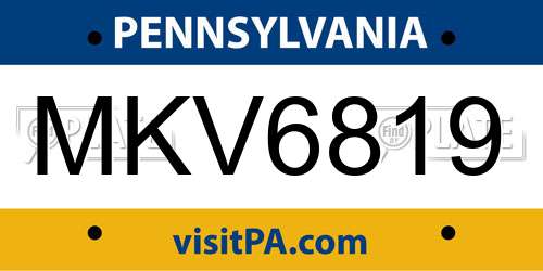 MKV6819 Pennsylvania License Plate