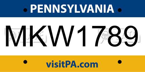 MKW1789 Pennsylvania License Plate