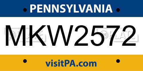 MKW2572 Pennsylvania License Plate