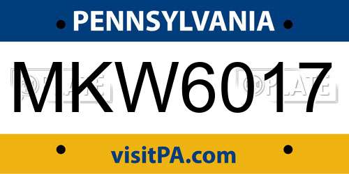 MKW6017 Pennsylvania License Plate