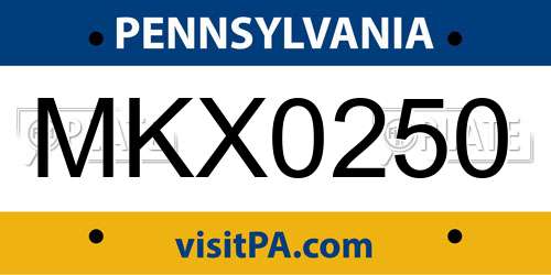 MKX0250 Pennsylvania License Plate