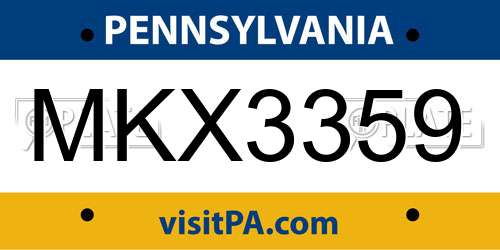 MKX3359 Pennsylvania License Plate