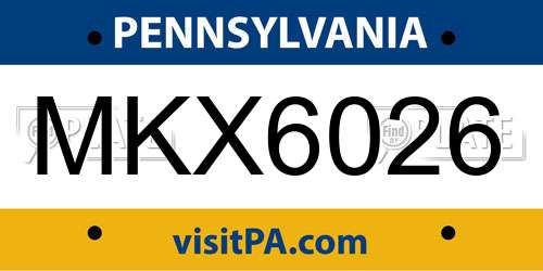 MKX6026 Pennsylvania License Plate