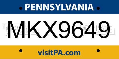 MKX9649 Pennsylvania License Plate