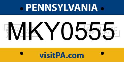 MKY0555 Pennsylvania License Plate