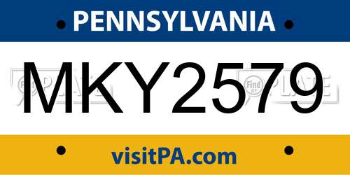 MKY2579 Pennsylvania License Plate