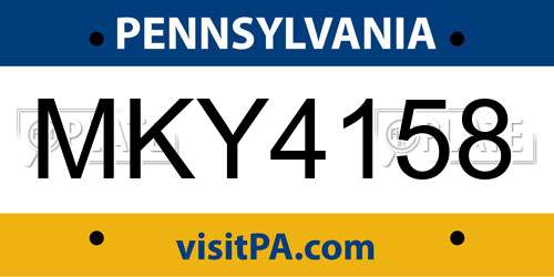 MKY4158 Pennsylvania License Plate