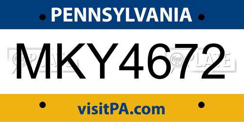 MKY4672 Pennsylvania License Plate