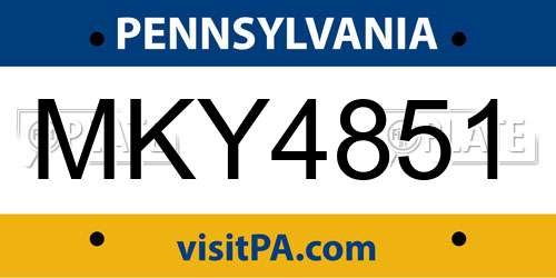 MKY4851 Pennsylvania License Plate