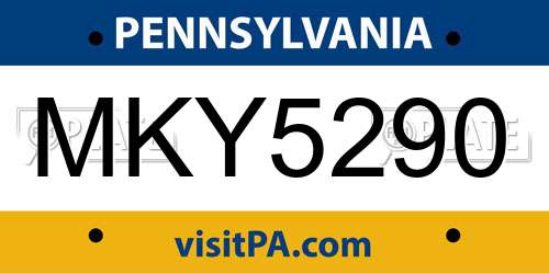 MKY5290 Pennsylvania License Plate