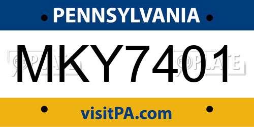 MKY7401 Pennsylvania License Plate