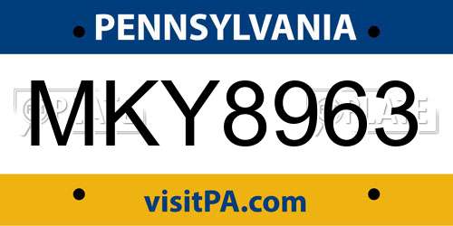 MKY8963 Pennsylvania License Plate