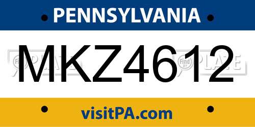 MKZ4612 Pennsylvania License Plate
