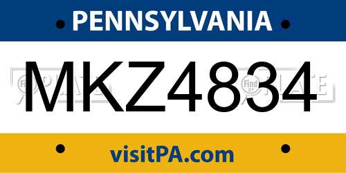 MKZ4834 Pennsylvania License Plate