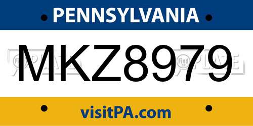 MKZ8979 Pennsylvania License Plate