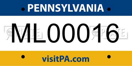 ML00016 Pennsylvania License Plate