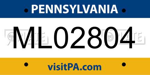 ML02804 Pennsylvania License Plate