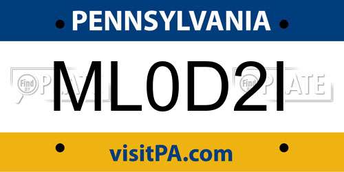 ML0D2I Pennsylvania License Plate